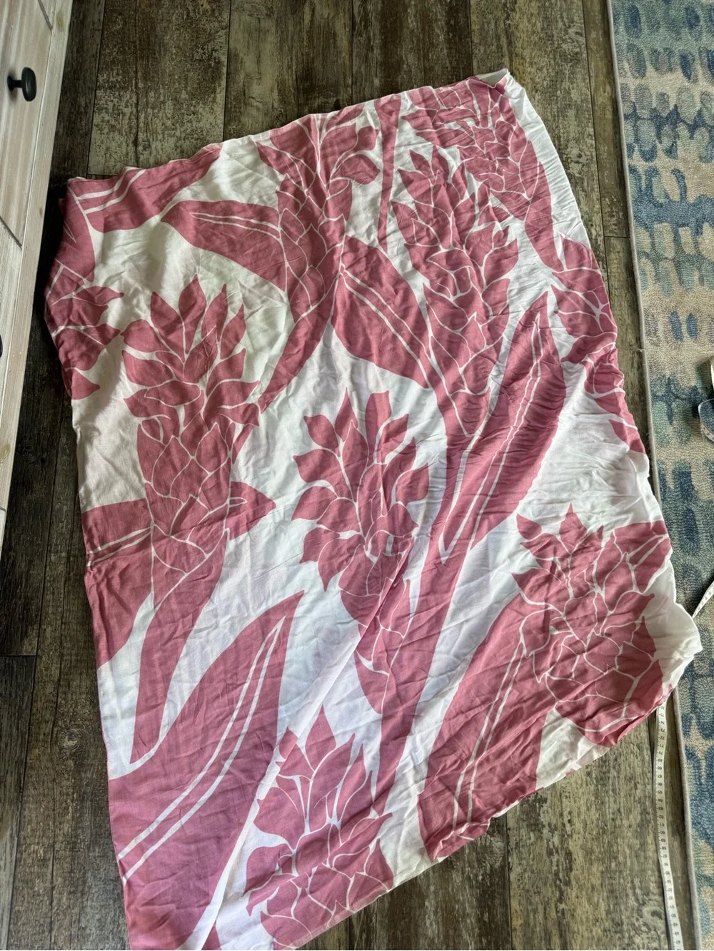 2 for $20 sale: No’eau pink white tropical floral rayon scarf / sarong pareo
